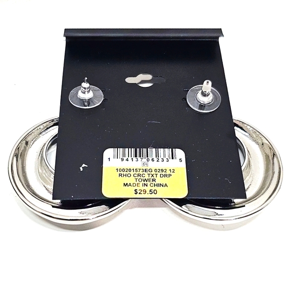 INC Inernational Concepts Crew Style Large Silver Tone Pierced Earrings - Picture 4 of 4